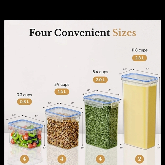 Chef's path 14 pc set food storage containers w/Free measuring spoons set - Picture 3 of 7